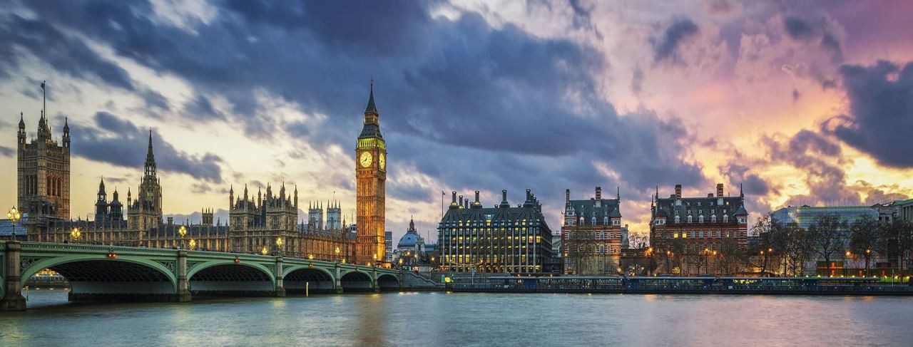 Big Ben Londra panaromik gün batımı manzarası