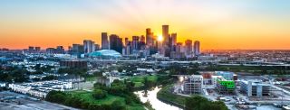 Houston Texas colorful sunset sky